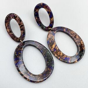 Multicolor Acrylic Foil Sparkle Boho Dangle Earrings Statement Cute